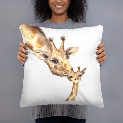 Mother and Baby Giraffe Pillow