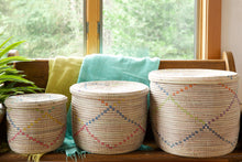 Load image into Gallery viewer, Set of 3 White Flat Lidded Storage Baskets    SOLD OUT!